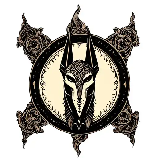 anubis round logo tattoo design idea