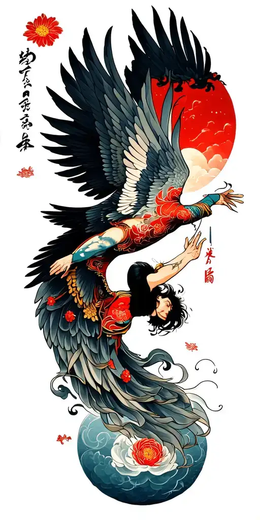 icarus falling from the sky tattoo design idea