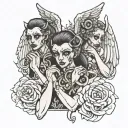 hear no evil speak no evil see no evil in angels tattoo design idea