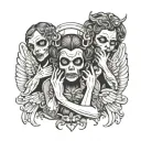 hear no evil speak no evil see no evil in angels tattoo design idea
