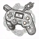 A retro video game controller with a subtle nod to sobriety, merging the client's love for gaming with their commitment to a drug-free lifestyle tattoo design idea