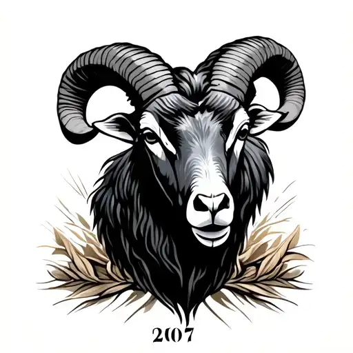 small Ram with 2007 in Roman numerals tattoo design idea