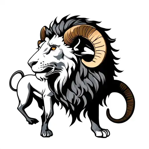 Astro lion sign and mixed ram tattoo design idea
