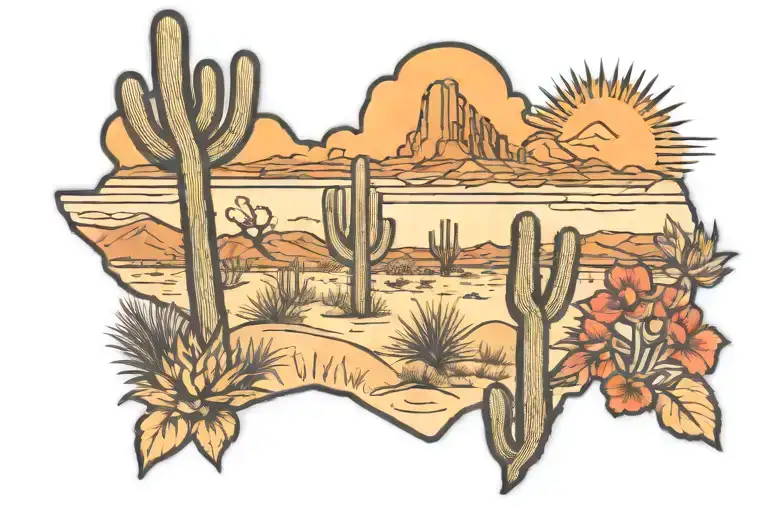 Arizona desert landscape tattoo design idea