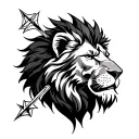 arrow, lion, compass tattoo design idea