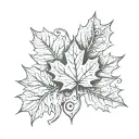 ੪੨੩ written in a maple leaf tattoo design idea