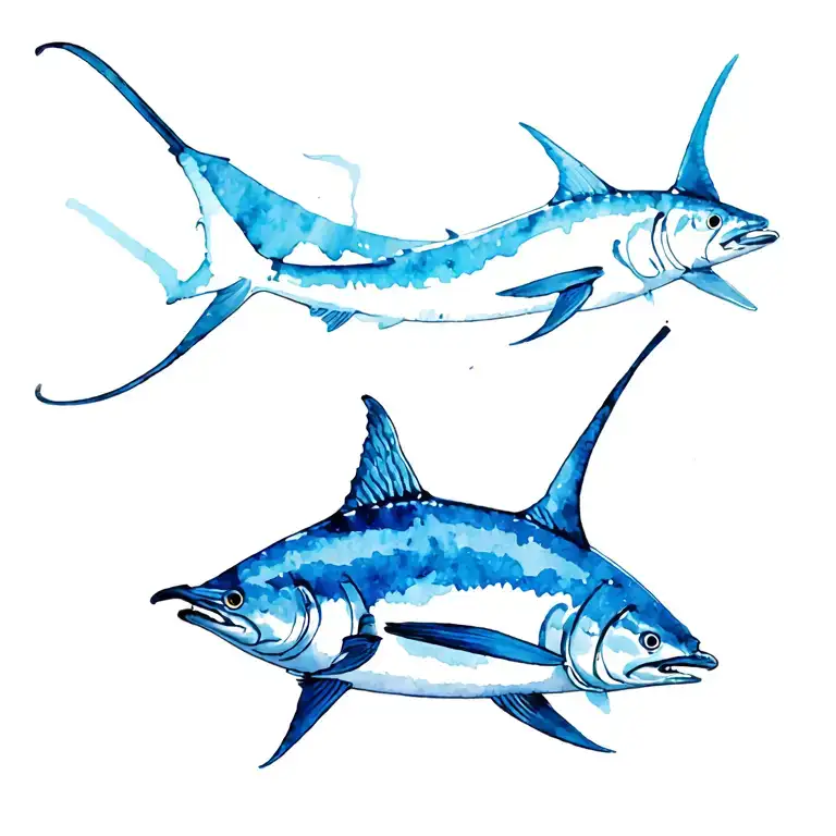 blue marlin fish tattoo design idea