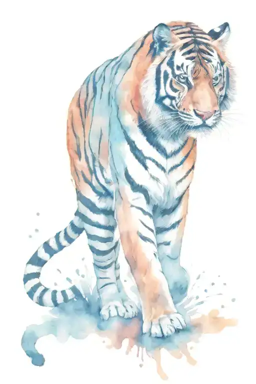 tiger walking tattoo design idea