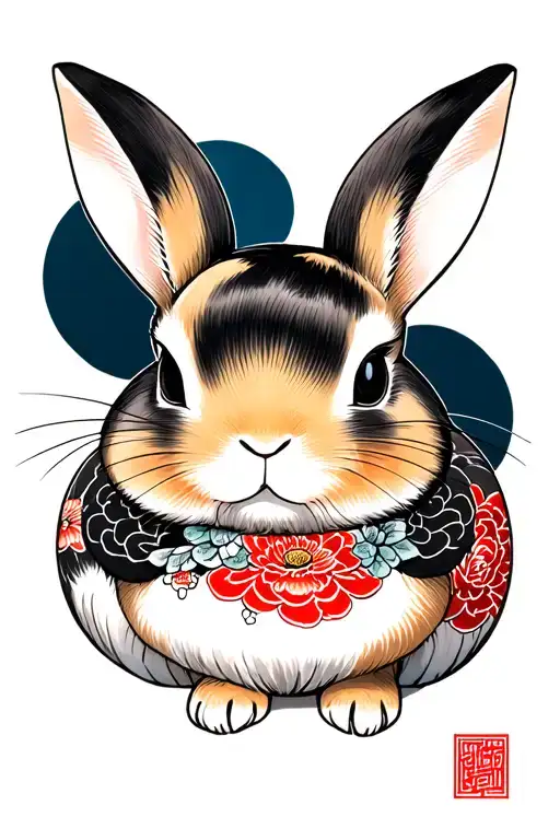 Japanese Rabbit tattoo design idea