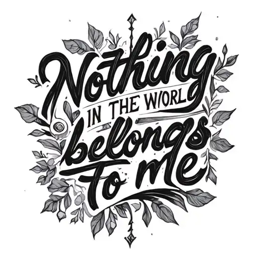 Song lyric "Nothing in the world belongs to me" written tattoo design idea