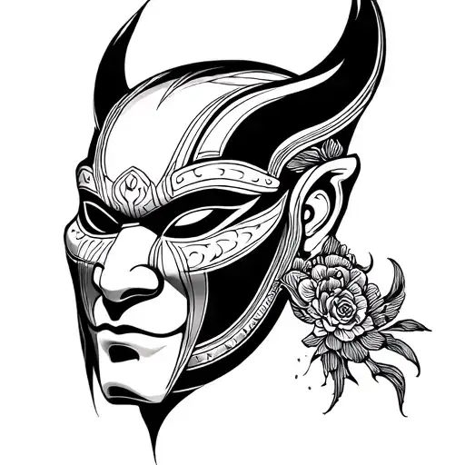 Samuri Mask tattoo design idea