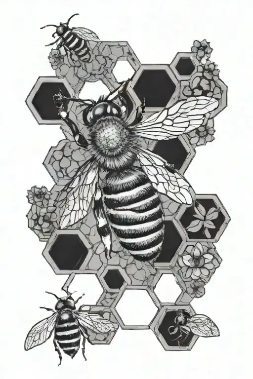 bee honeycomb sleeve tattoo design idea