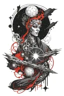 A full-sleeve tattoo design inspired by Brandon Sanderson’s Cosmere universe. Incorporate intricate and glowing Surgebin tattoo design idea