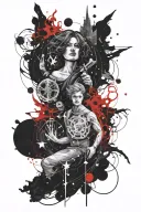 A full-sleeve tattoo design inspired by Brandon Sanderson’s Cosmere universe. Incorporate intricate and glowing Surgebin tattoo design idea