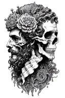 Father Time. side profile headshot. life and death elements tattoo design idea