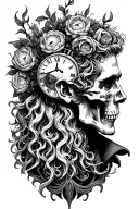 Father Time. side profile headshot. life and death elements tattoo design idea