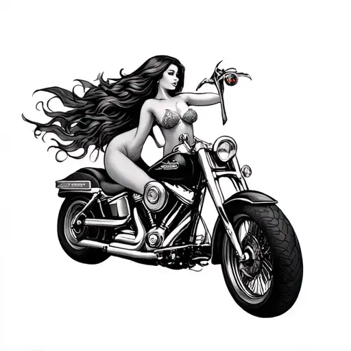 mermaid on Harley Davidson tattoo design idea