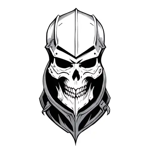 Filler skull knight tattoo design idea