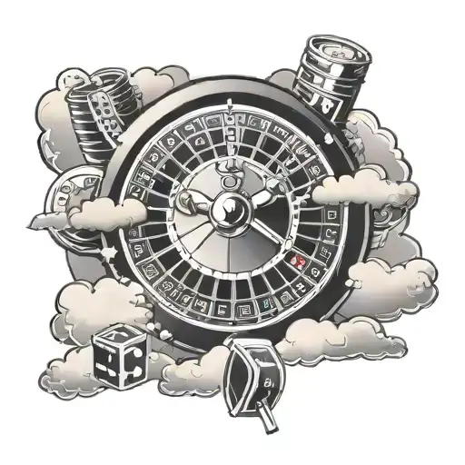 Do a casino roulette wheel, with clouds and the letters AJ  tattoo design idea