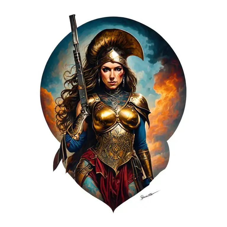 spartin lady at war tattoo design idea