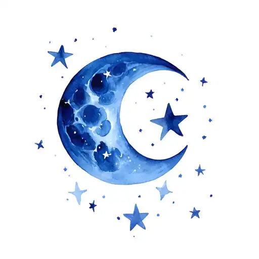 moon and stars tattoo design idea
