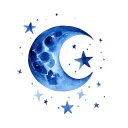moon and stars tattoo design idea
