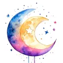 moon and stars tattoo design idea