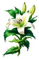 lily flower with frayed rope as stem tattoo design idea
