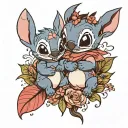 small “a” intitial with lilo and stitch tattoo design idea