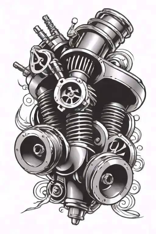 turbocharger and piston rods spark plugs tattoo design idea