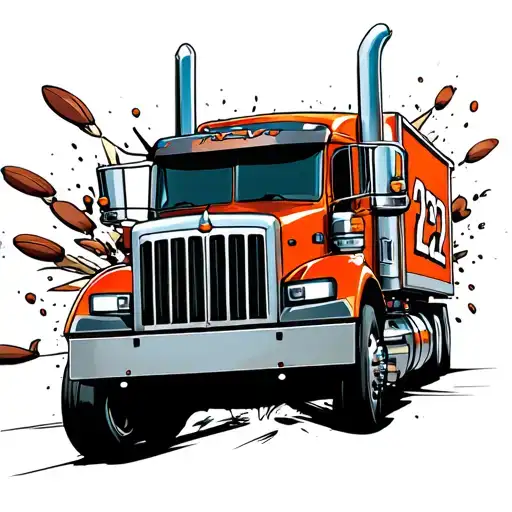 18 wheeler with 22 on the grill breaking through a football  tattoo design idea