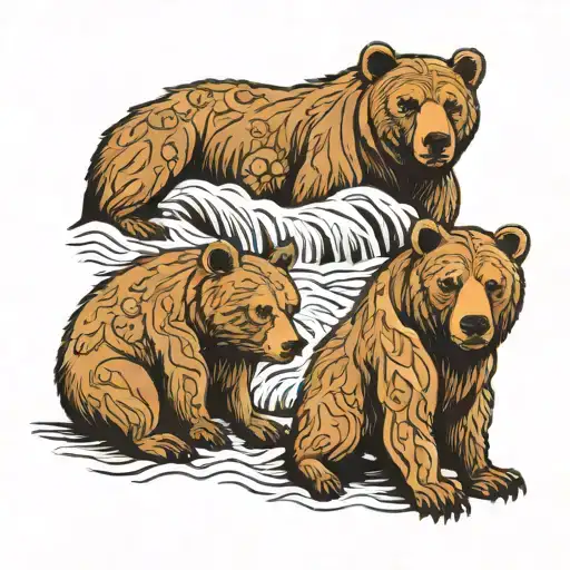 bear family with big bear, medium bear and small bear. underneath all of the bears are are dates 8.12.98. 08.22 8.10.24 tattoo design idea