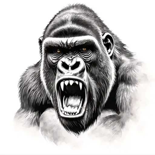 gorilla roaring fiercely tattoo design idea