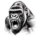 gorilla roaring fiercely tattoo design idea