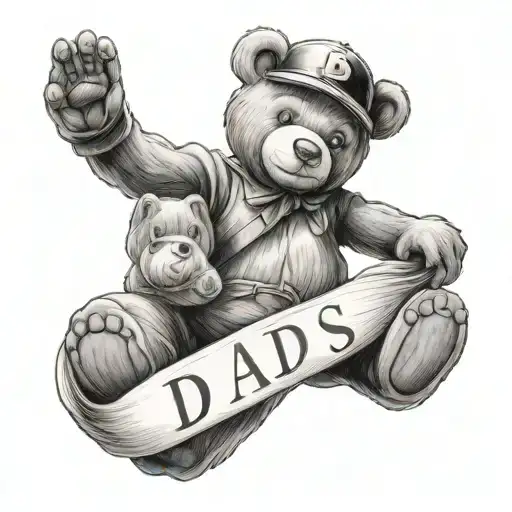 A'Dreama with teddy bear holding ' between A and D tattoo design idea