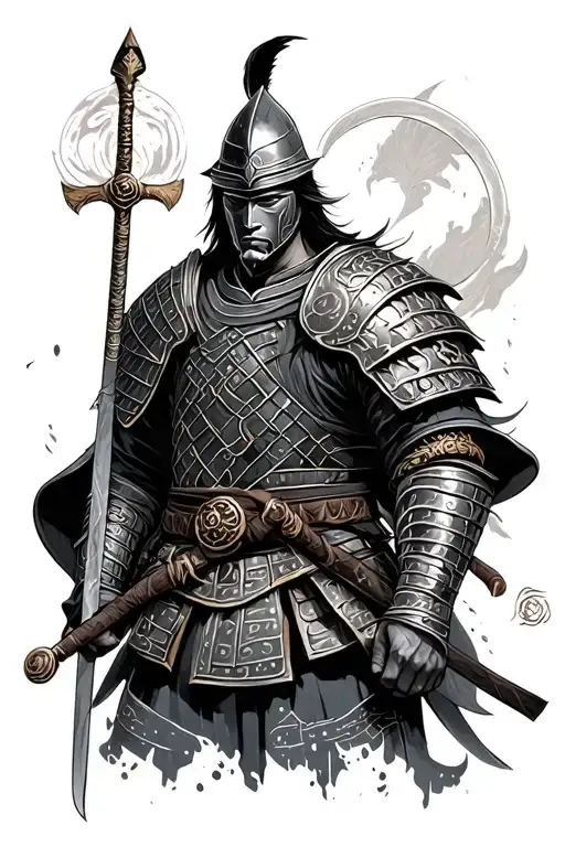 samurai, Roman soldier, and black knight  tattoo design idea