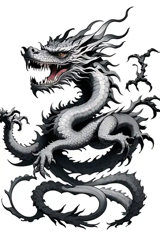 Japanese dragon demon tattoo design idea
