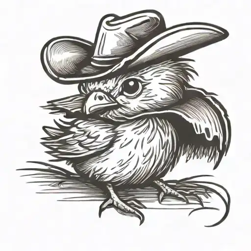 baby chick wearing cowboy hat tattoo design idea