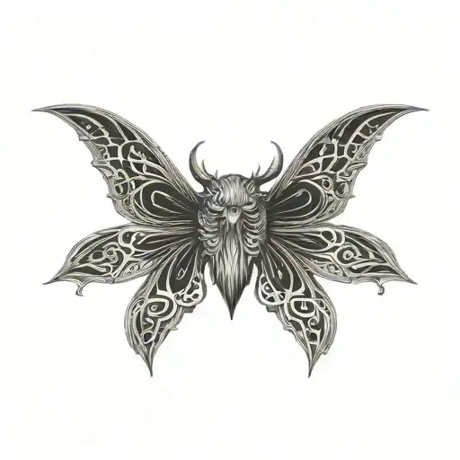 seraphim, 6 bat wings, centre eye, dark tattoo design idea
