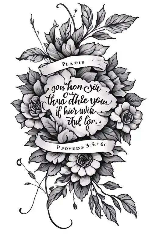 bible scripture proverbs 3:5 6 tattoo design idea