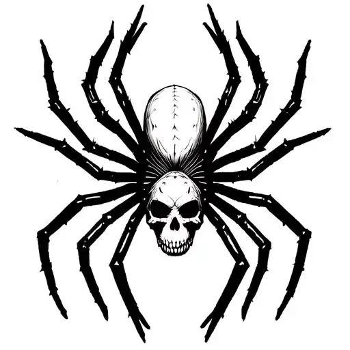 Black Spider with a skull body on web tattoo design idea
