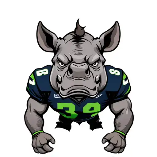 rhinoceros football player wearing a seattle seahawks uniform tattoo design idea