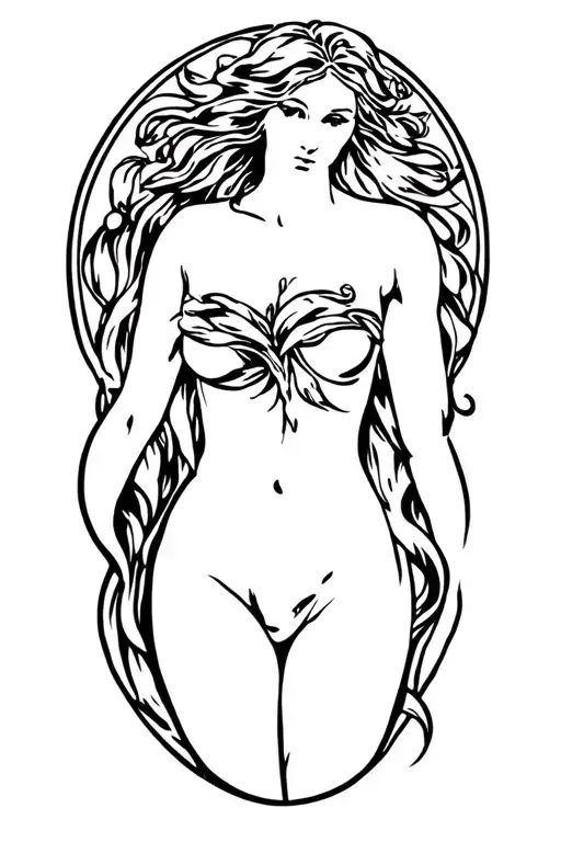 modern Aphrodite body Silhouette tattoo design idea