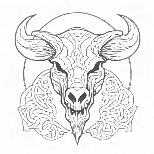 celtic boar skull angry tattoo design idea