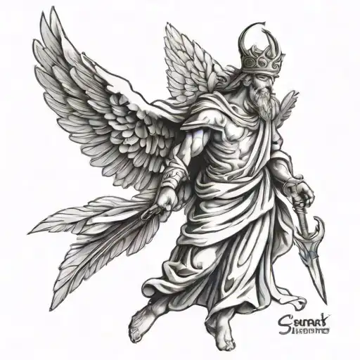 saint samuel with wings tattoo design idea