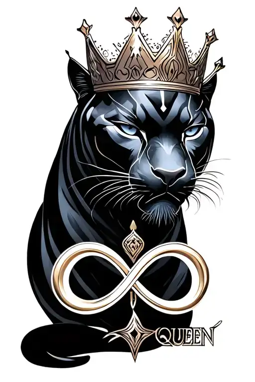 black panther, king and queen and infinity sign tattoo design idea