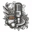 A tattoo combining a microphone and coffee beans to represent the client's love for music and being a coffee barista tattoo design idea