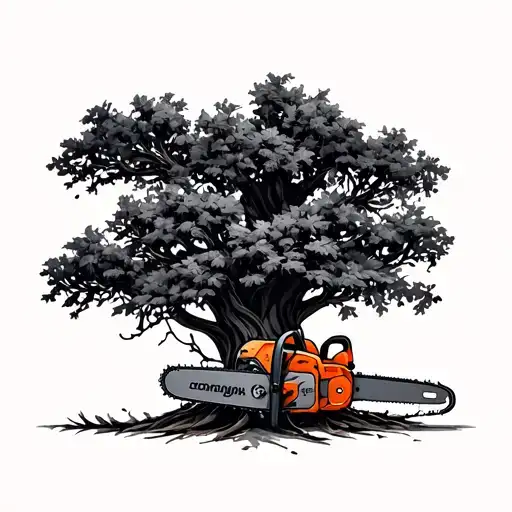 t chainsaws arranged to look like a tree tattoo design idea