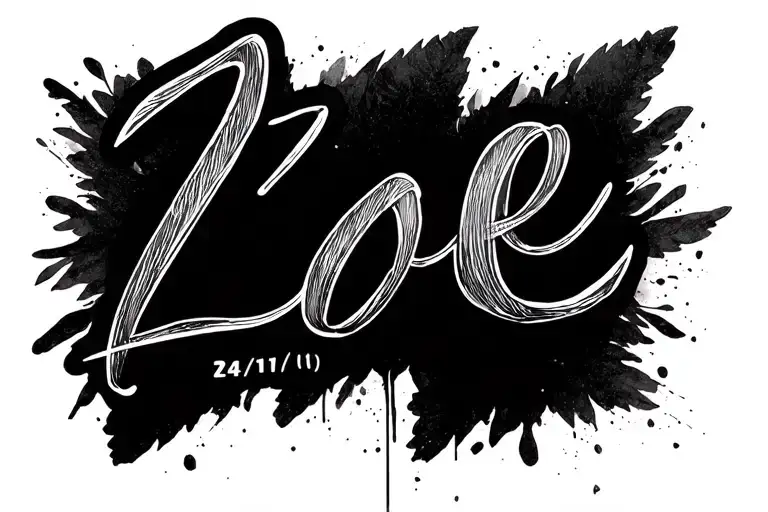 "Zoe-24/11/24🕊️" tattoo for women on arm above elbow with cursive/nice writing all the same size in one line tattoo design idea