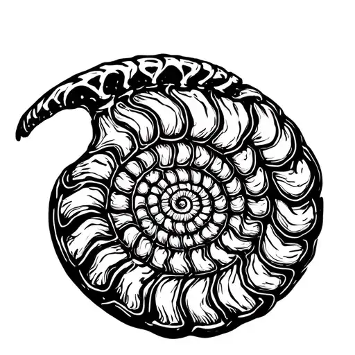 ammonite fossil skeleton tattoo design idea